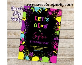 Let's Glow Birthday Party Invitation,(1kr)